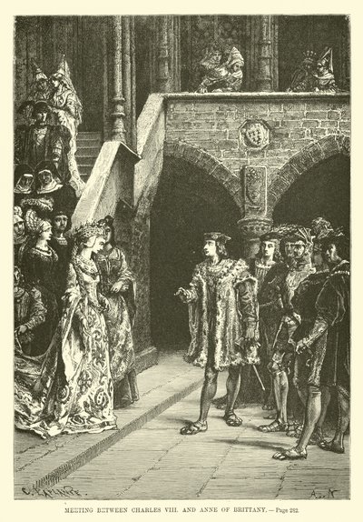 Begegnung zwischen Karl VIII und Anne von Bretagne von French School