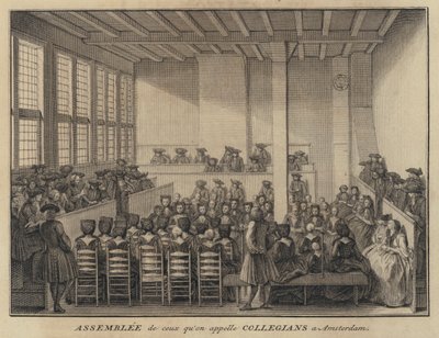 Versammlung der Kollegianten in Amsterdam, Niederlande (Gravur) von French School