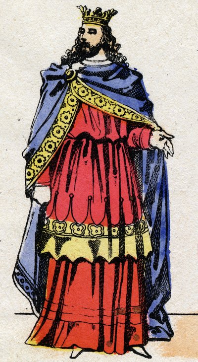 Merowingische Dynastie: Porträt von Childerich III. (714-755) König der Franken von 743 bis 751. Epinal-Bildgebung aus dem späten 19. Jahrhundert. Private Sammlung. von French School