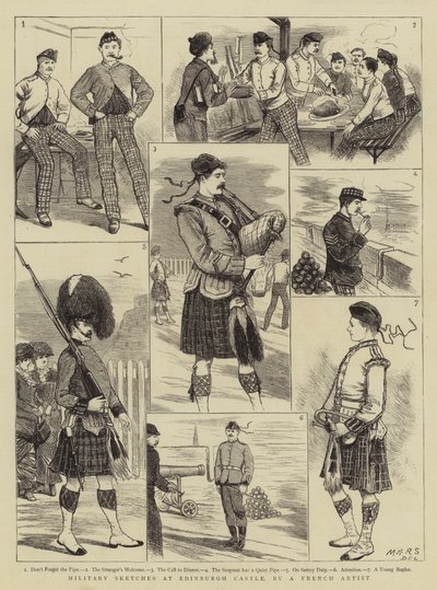 Militärskizzen auf dem Edinburgh Castle von French School