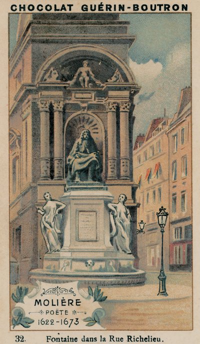 Molière, Dichter, 1622-1673, Brunnen in der Rue Richelieu von French School