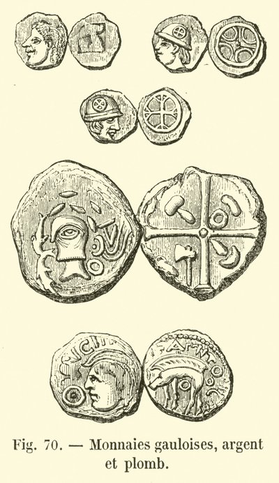 Gallische Münzen, Silber und Blei von French School