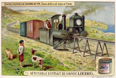 Einschienenbahn in Irland, Werbekarte für Veritable Extrait de Viande Liebig von French School
