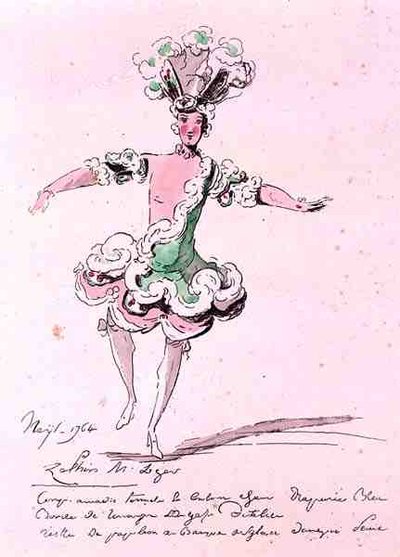 Monsieur Leger als Zephyr, in Nais, ein Libretto von Cahusac, komponiert von Jean-Philippe Rameau 1764 (Farbstich) von French School