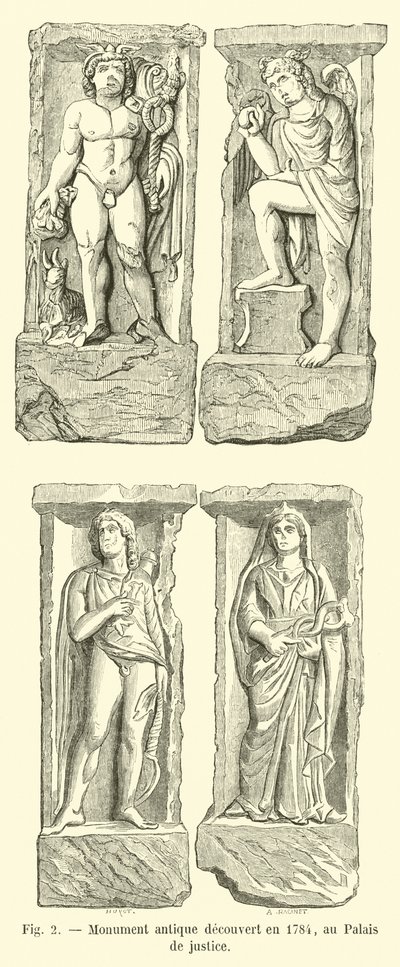 Antikes Monument entdeckt 1784, im Justizpalast von French School