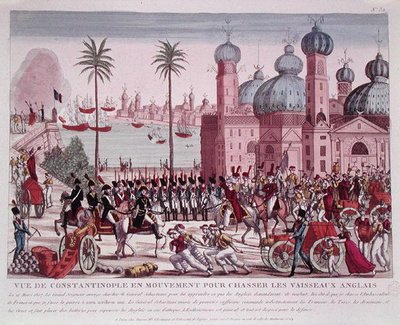 Truppenbewegung, um die englischen Schiffe aus Konstantinopel zu vertreiben, 21. März 1807 von French School