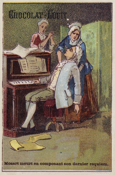 Mozart stirbt, während er sein letztes Requiem komponiert von French School