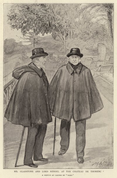 Herr Gladstone und Lord Rendel im Château de Thorenc (Lithographie) von French School