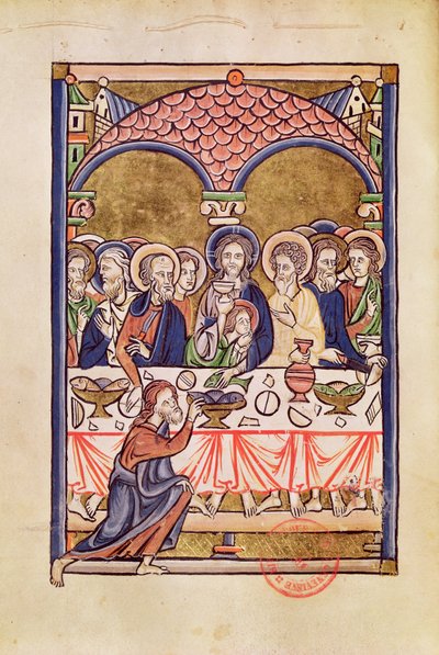 Ms 1273 fol.12v Das letzte Abendmahl, aus einem Psalter von French School