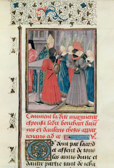 Ms 149 t.3 fol.149 Hochzeit von Marguerite de Constantinople mit Bouchard d