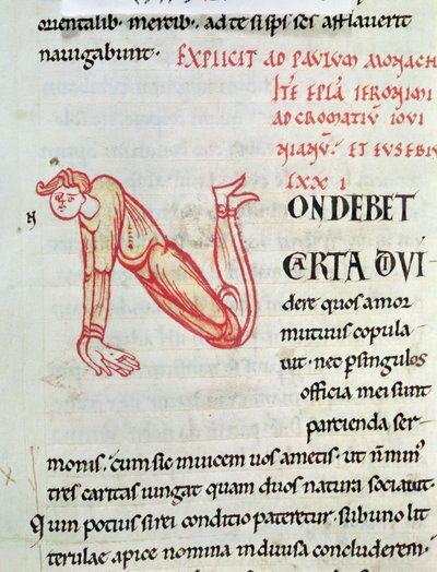 Ms 154 fol.137v Historisierte Initiale N, aus den Briefen des Hieronymus von French School