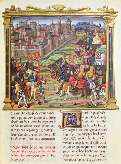 Ms 18 fol.36r Krieg zwischen Karl dem Kühnen, Herzog von Burgund und Lüttich 1467-68, aus den Memoiren von Philippe von Commines (1445-1509) von French School