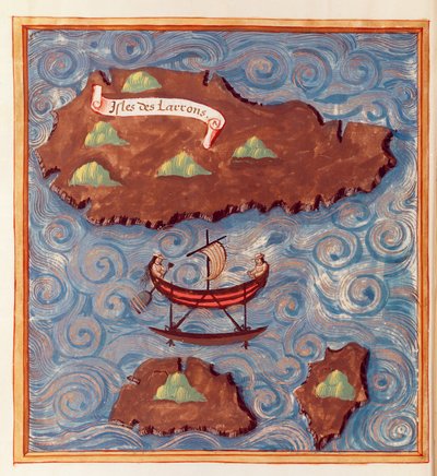Ms 24224 Fol.20v Karte der Ladronen-Inseln, aus einem Bericht über die Reise von Ferdinand Magellan von French School