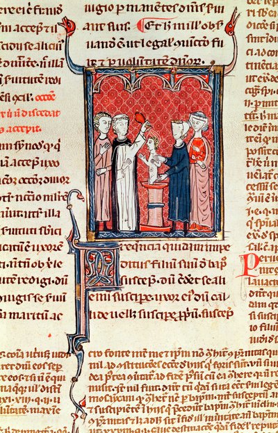 Taufszene, aus Decrets de Gratien von French School