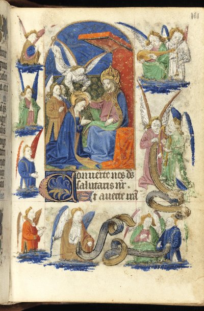 Ms 39-1950 f.111r Krönung der Jungfrau (Pergament) von French School