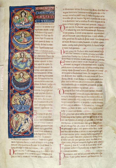 Die sechs Tage der Schöpfung, aus der Bibel von St. Sulpicius von Bourges von French School