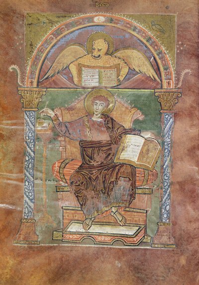 Ms 4 fol.66v St. Markus, aus dem Evangelium von St. Riquier, ca. 800 von French School