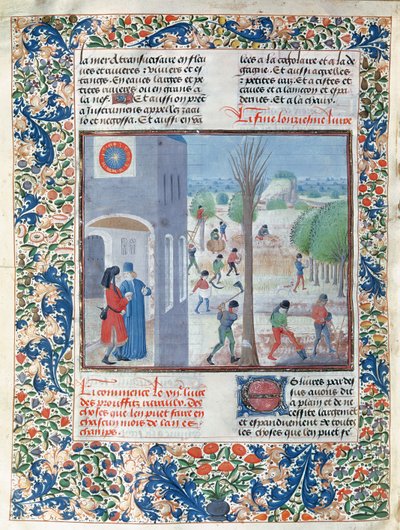 Ms 5064 f.299v Tätigkeiten für jeden Monat des Jahres, Illustration aus Le Livre des Prouffitz Champestres von Pietro de Crescenzi (1230-1320/21) von French School
