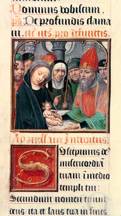 Ms 60 fol.25r Darstellung Jesu im Tempel, aus einer Sammlung von Kollekten von Odoart de Bersacques, Prévost von Saint-Omer von French School