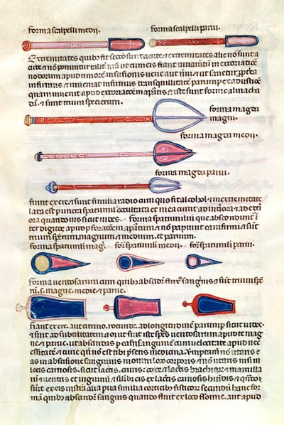 Ms 89 Ter fol.122v Chirurgische Instrumente aus einem Traktat von Abul Qasim Kalaf ibn al-Abbas al Zahrawi (Albucasis) von French School