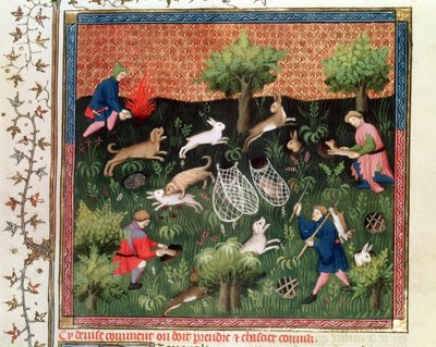 Ms Fr 616 fol.92 Hasenjagd, aus dem Livre de la Chasse von Gaston Phebus de Foix (1331-91), spätes 15. Jahrhundert von French School