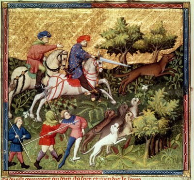 Wolfsjagd, aus einem Buch von Gaston Phebus de Foix von French School