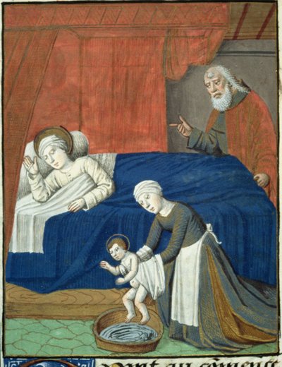 Die Geburt der seligen Jungfrau Maria, aus Vita Christi, von Ludolf von Sachsen, ca. 1300-1378 von French School