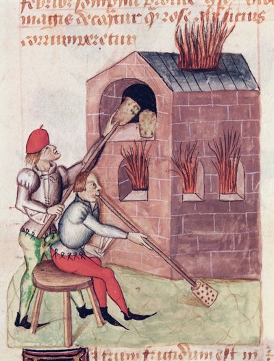 Glasbläser, aus Tractatus de Herbis von Dioscorides von French School