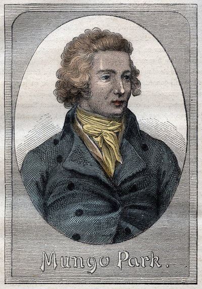 Mungo Park, schottischer Entdecker - Porträt von Mungo Park (1771-1806), schottischer Entdecker - Illustration aus „Die großen Seefahrer des 18. Jahrhunderts“ von French School