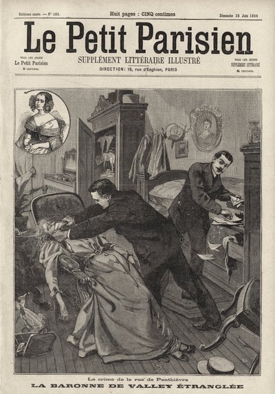 Mord an der alten Baronne de Valley in ihrem Haus in der Rue de Penthievre, Paris von French School