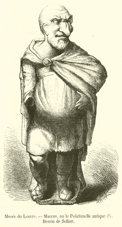 Louvre-Museum, Maccus oder der antike Polichinelle (Gravur) von French School