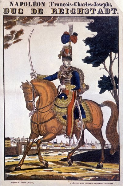 Napoleon II., Sohn von Kaiser Napoleon I. (1769-1821), zu Pferd - Bild von Epinal von French School