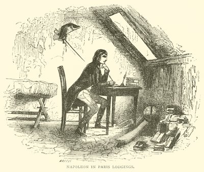 Napoleon in Pariser Unterkünften (Gravur) von French School