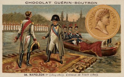 Napoleon trifft Alexander I. von Russland in Tilsit von French School