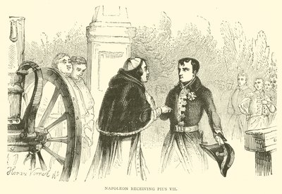 Napoleon empfängt Pius VII (Gravur) von French School