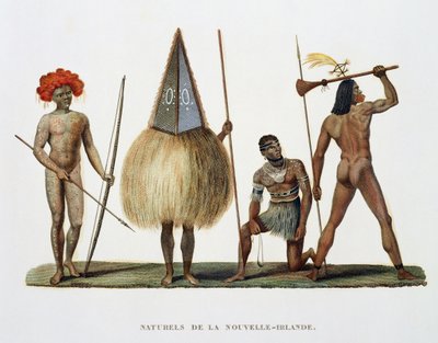 Einheimische von Neuirland, aus Voyage autour du Monde, ausgeführt im Auftrag des Königs auf der Korvette Seiner Majestät, La Coquille, in den Jahren 1822, 1823, 1824 und 1825, von Louis Isidore Duperrey (1786-18 von French School