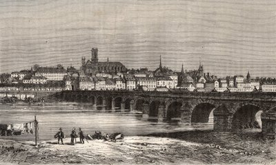 Nevers - Nièvre in der Region Burgund - Gravur in „La France illustrée: Geographie, Geschichte, statistische Verwaltung“ von V.-A. Malt-Brown. 1884 von French School