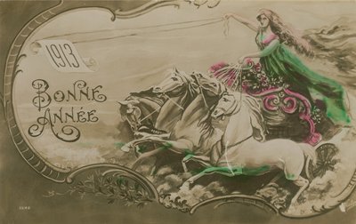 Neujahrsgrußkarte, 1913. Postkarte gesendet 1913. von French School