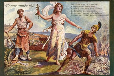 Neujahrskarte mit Friedenswünschen von French School