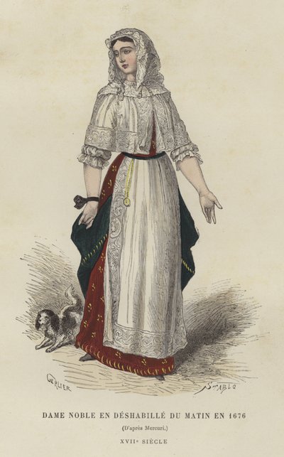 Edelfrau im Morgenkleid, 1676 von French School