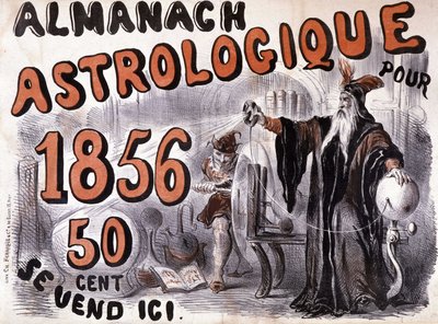 Nostradamus, Astrologe, der die Zukunft erleuchtet - im „Almanach Astrologique“ von 1856 von French School