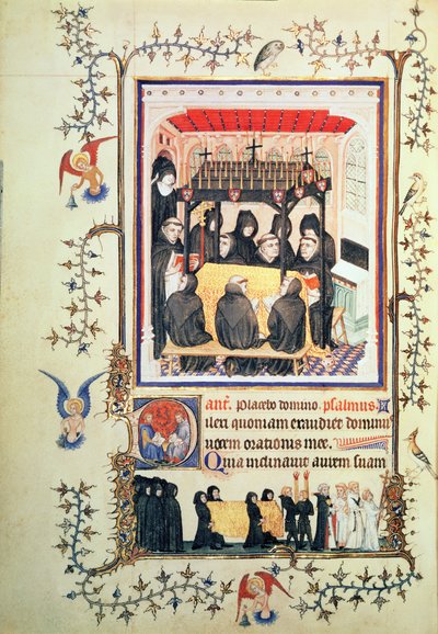 Mönche beim Gebet, aus den Très Belles Heures de Notre Dame de Duc de Berry, ca. 1380 von French School