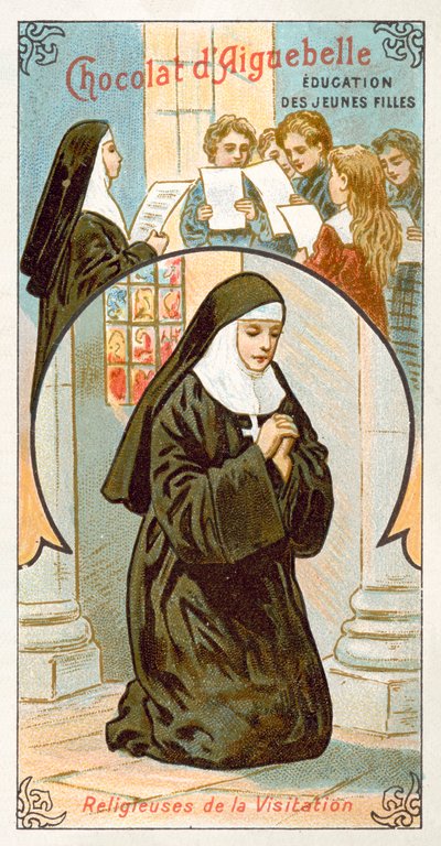 Nonnen des Ordens der Heimsuchung Mariens (Chromolitho) von French School