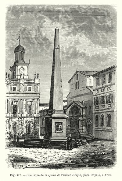 Obelisk der Spina des alten Zirkus, Place Royale, in Arles von French School