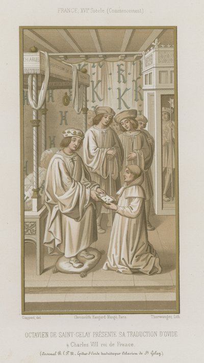 Octavian de Saint Gelais präsentiert seine Übersetzung von Ovid von French School