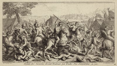 Odo, Herzog von Aquitanien, besiegt die Umayyaden in der Schlacht von Toulouse, 721 von French School
