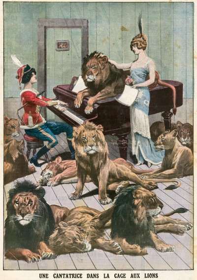 Opernsängerin in einem Löwenkäfig von French School
