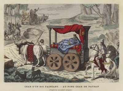 Ochsenkarren mit einem liegenden König von French School