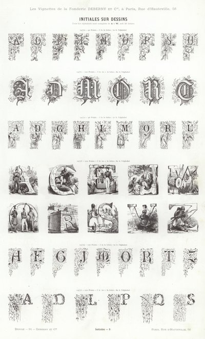 Seite aus Vignettes Typographiques (Gravur) von French School