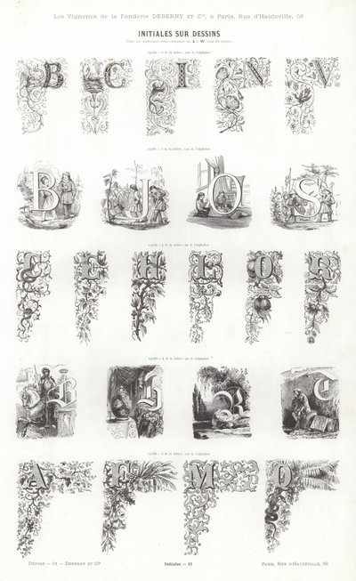 Seite aus Vignettes Typographiques (Gravur) von French School